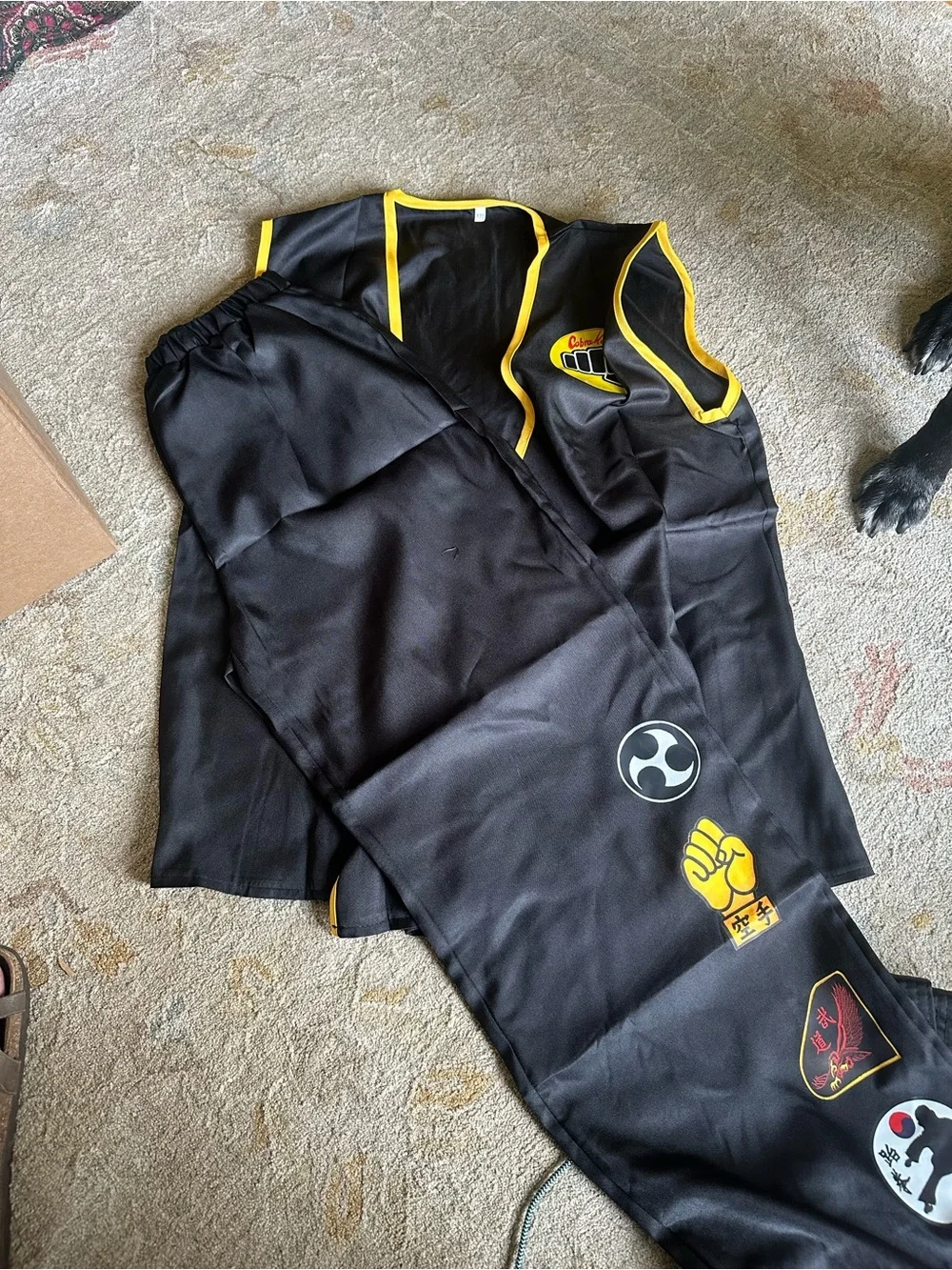 Kids Black and Yellow Ninja Costume Vest & Pants